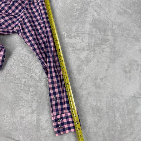 Eton Contemporary Check Dress Shirt Pink Blue Cotton Size 15.5 40 swedish Casual - Picture 9 of 9